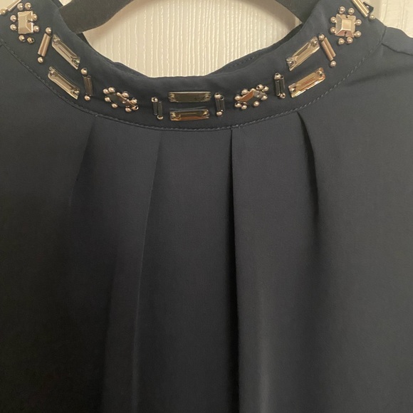 Jewel Neck Navy Sleeveless Tunic - Picture 2 of 3